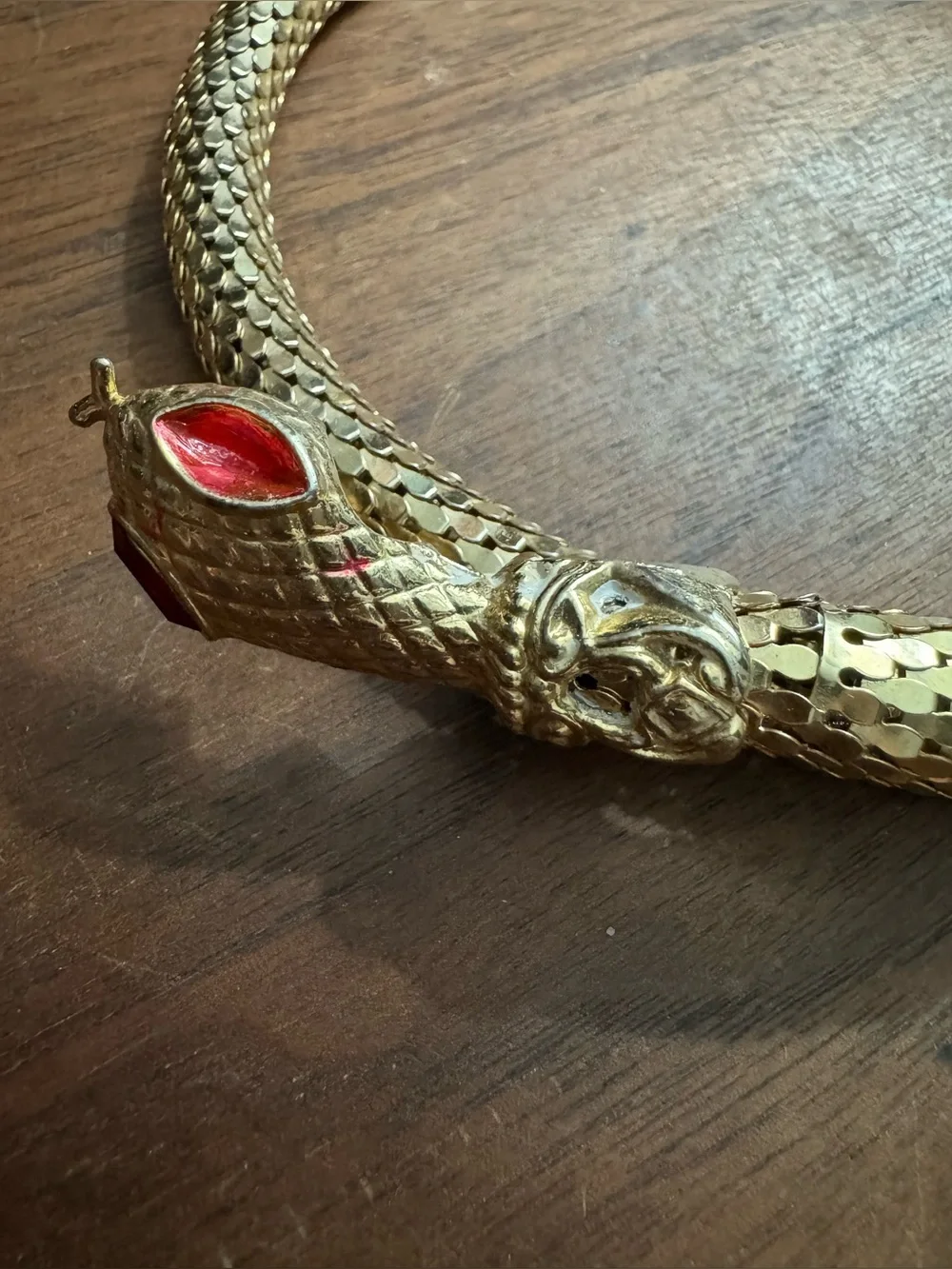 Vintage DL Auld Goldtoned Metal Mesh Adjustable Snake Choker Necklace *READ*